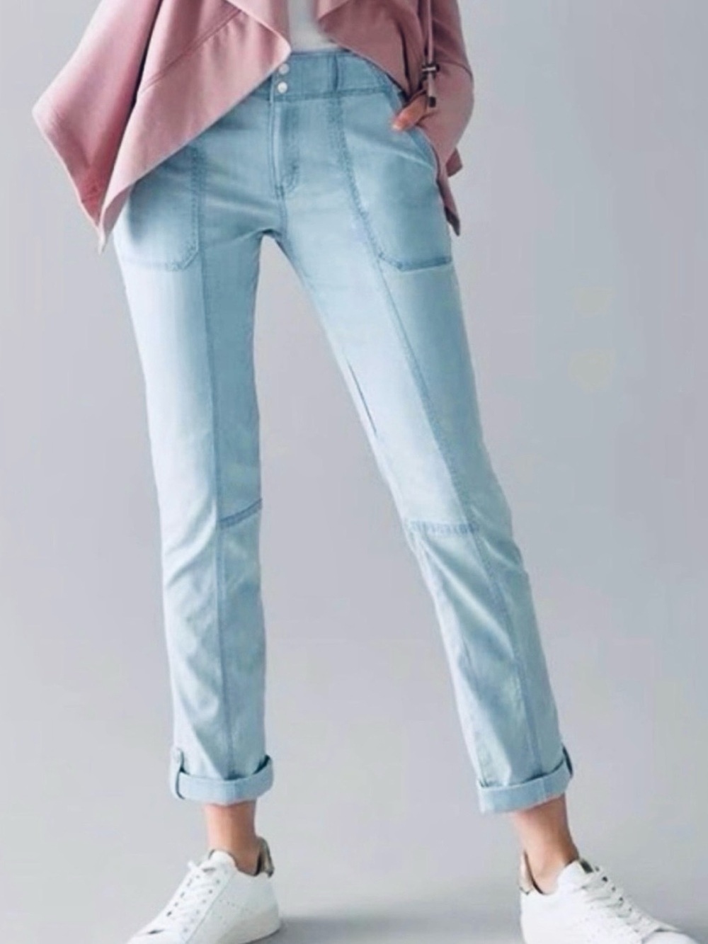 WHBM Pret-A-Pedi Mid Rise Straight Crop Roll Hem